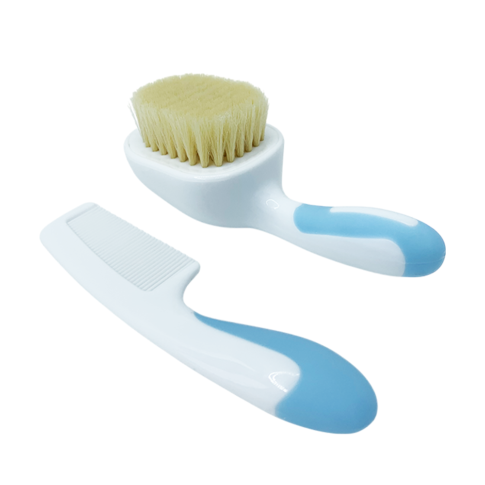 Расческа и щетка для новорожденных с натуральным ворсом Голубой (31235657)