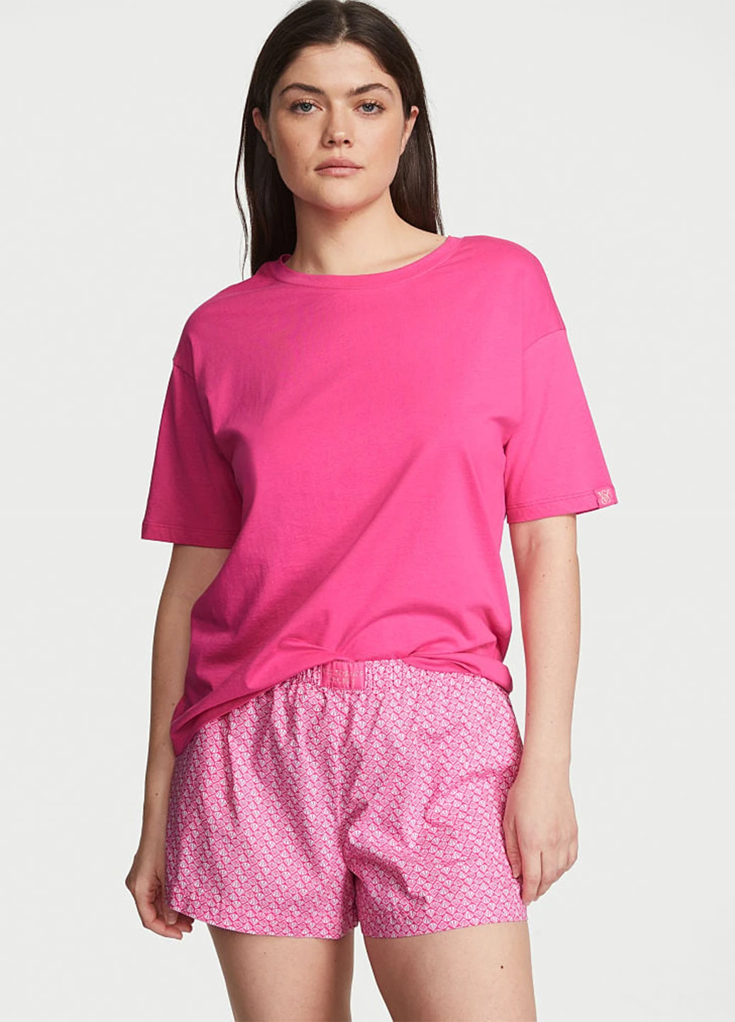 Піжама жіноча Victoria's Secret Cotton Short Tee-Jama Set бавовняна S Рожевий (16888528)