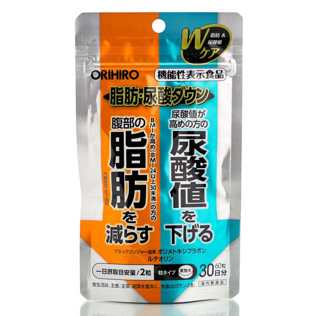 Препарат для похудения и снижения мочевой кислоты Orihiro Fat/Uric Acid Down 30 дн 60 шт.