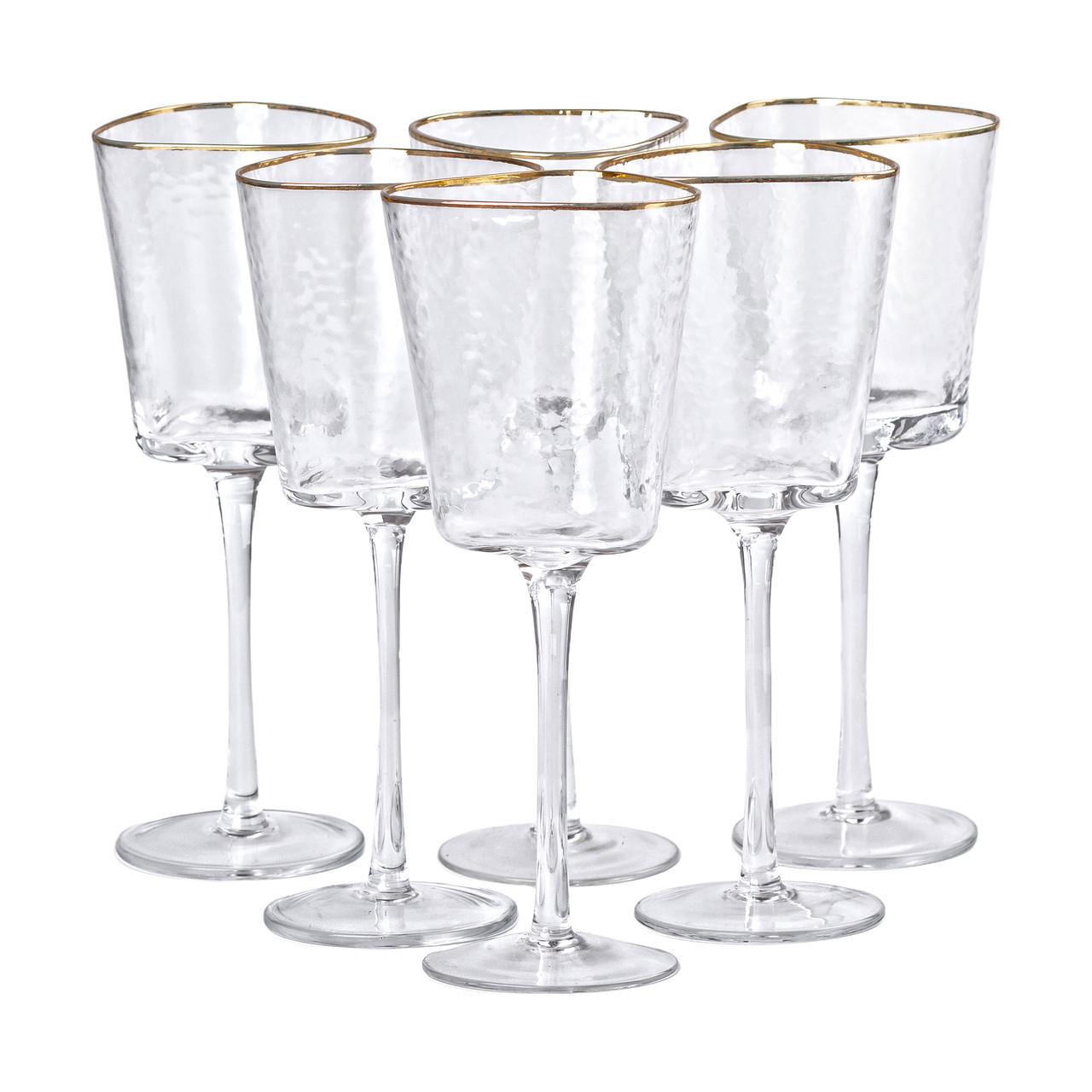 Набір келихів для вина із золотим обідком HP-16-22 6 шт. 350 мл (A-032902) Набір келихів для вина із золотим обідком HP-16-22 6 шт. 350 мл (A-032902)