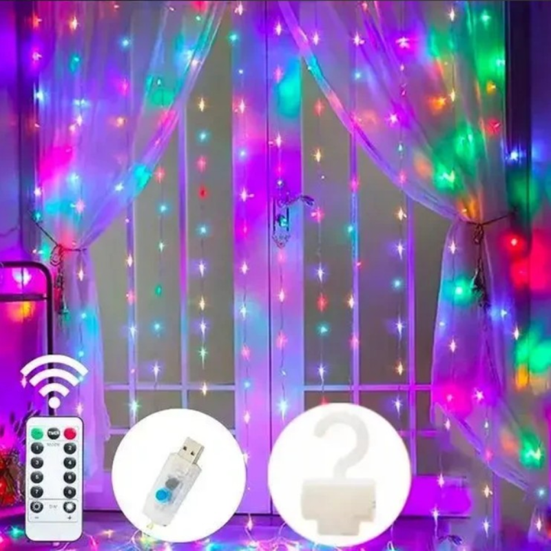 Гірлянда-штора з пультом мультиколор світлодіодна від USB 2х2 м (2813801275) - фото 7