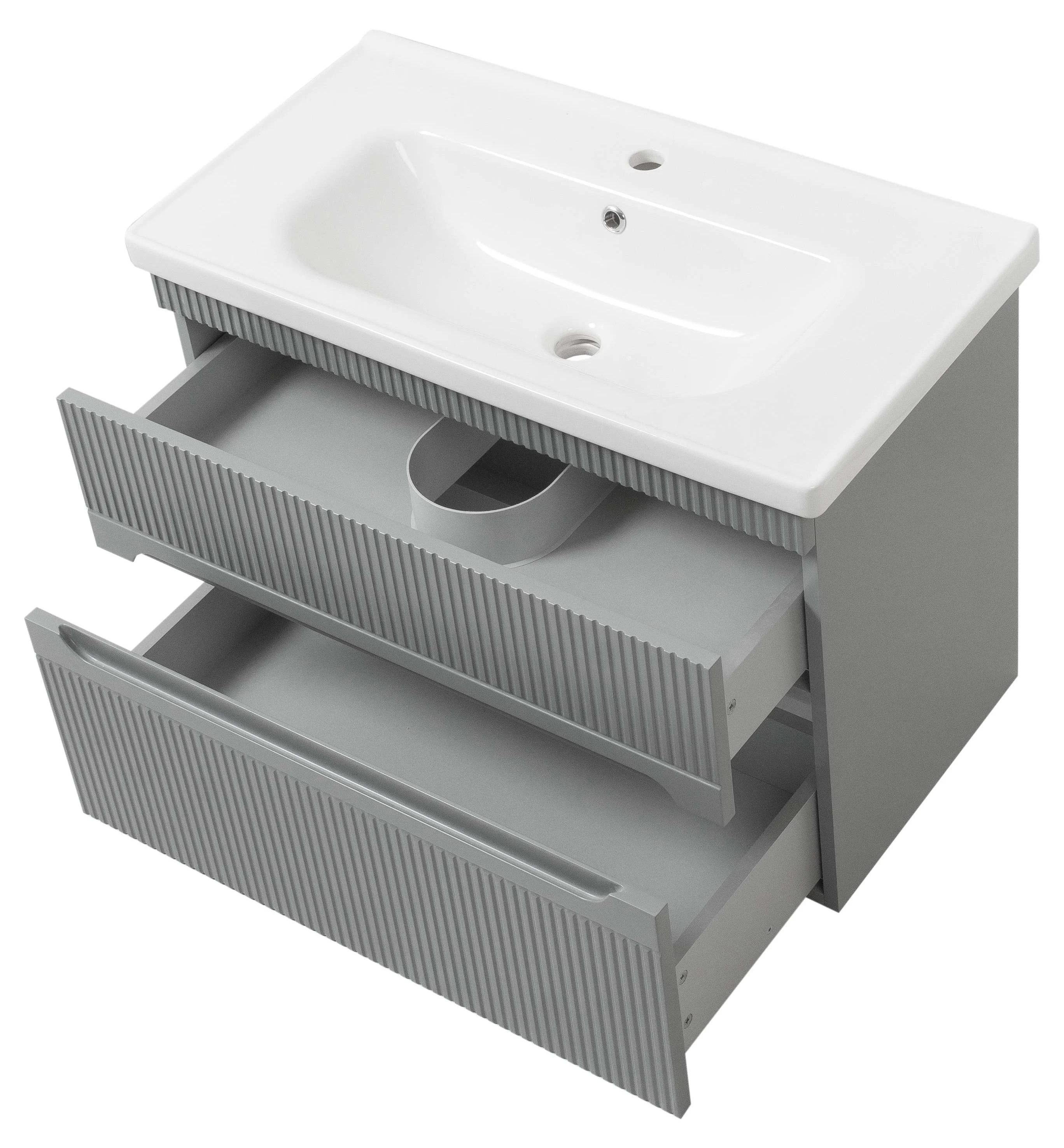 Тумба подвесная ЮВВІС Aria ТПБ-2 Д 80 см Бетон матовый/умывальник Fenova 80 см с 3 D эффектом - фото 2 Тумба подвесная ЮВВІС Aria ТПБ-2 Д 80 см Бетон матовый/умывальник Fenova 80 см с 3 D эффектом - фото 2