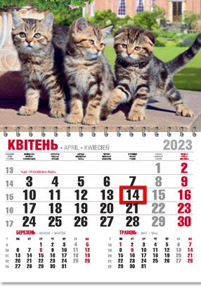 Календарь настенный офисный эконом Котята на природе