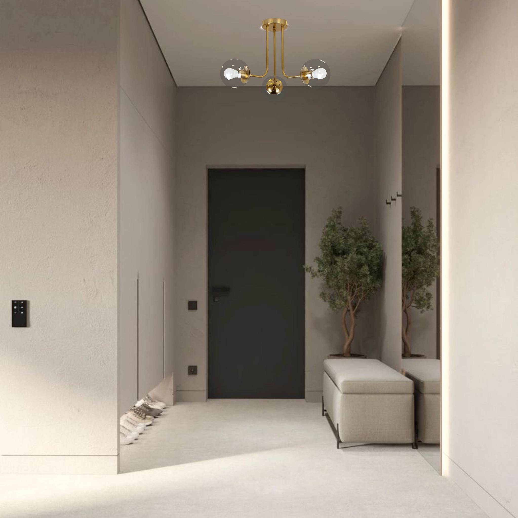 Люстра стельова Triple Glow з 3 плафонами-кулями Бронзовий (52-9908-3 BRZ+CL) - фото 4 Люстра стельова Triple Glow з 3 плафонами-кулями Бронзовий (52-9908-3 BRZ+CL) - фото 4