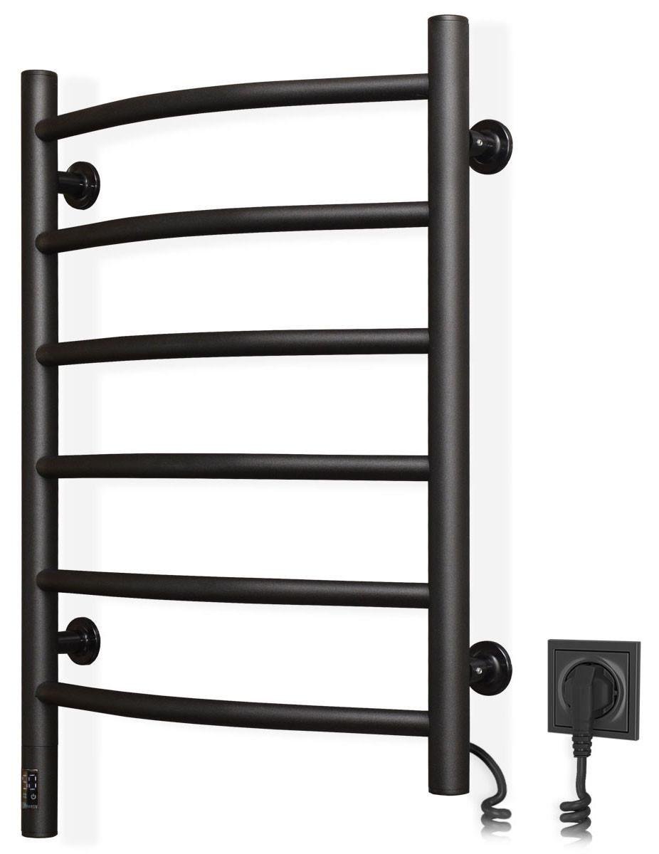 Рушникосушарка електрична Камелія Sensor права з таймером 480х600 мм Чорний муар