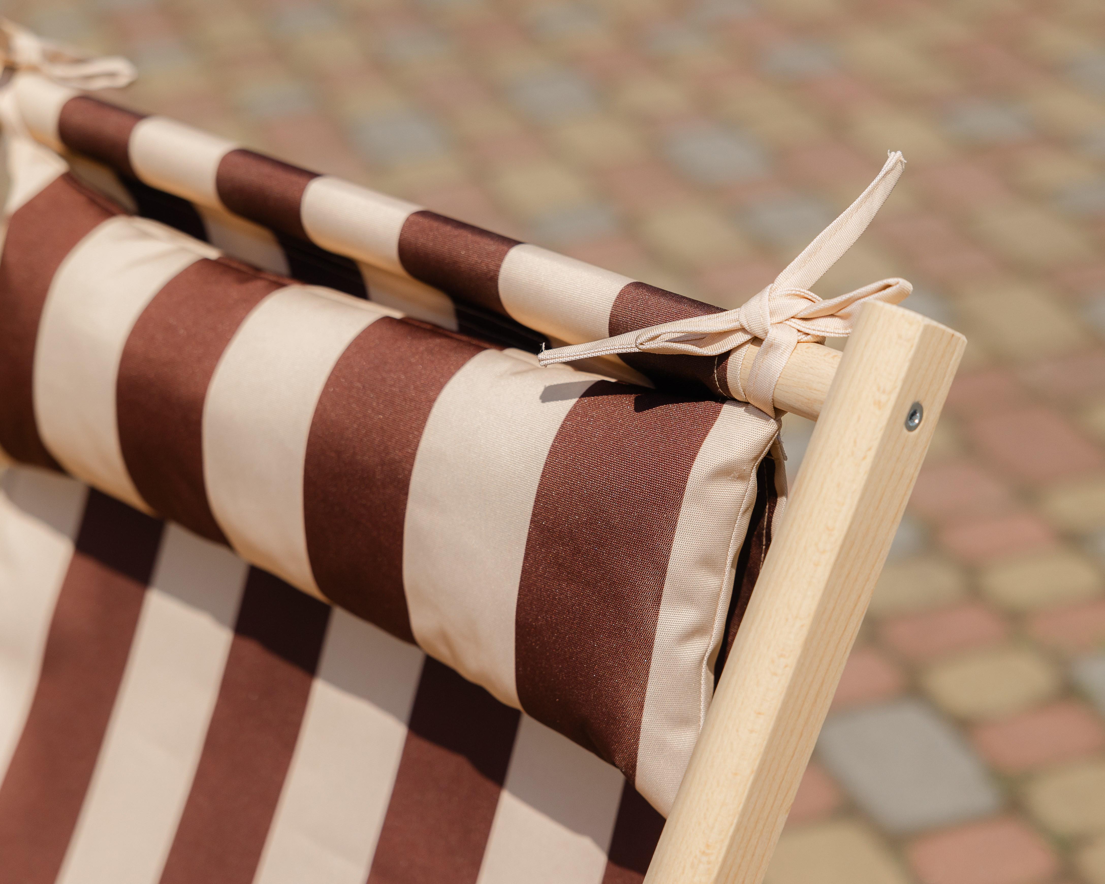 Шезлонг дерев'яний розкладний XRmaster з підлокітниками та підголовником Коричнево-білий (0002248) - фото 3 Шезлонг дерев'яний розкладний XRmaster з підлокітниками та підголовником Коричнево-білий (0002248) - фото 3