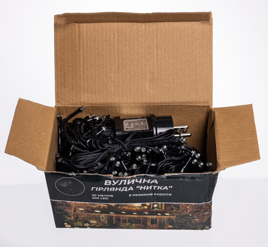 Гирлянда нить уличная 300 LED 30 м от сети черная нить Белый - фото 5 Гирлянда нить уличная 300 LED 30 м от сети черная нить Белый - фото 5