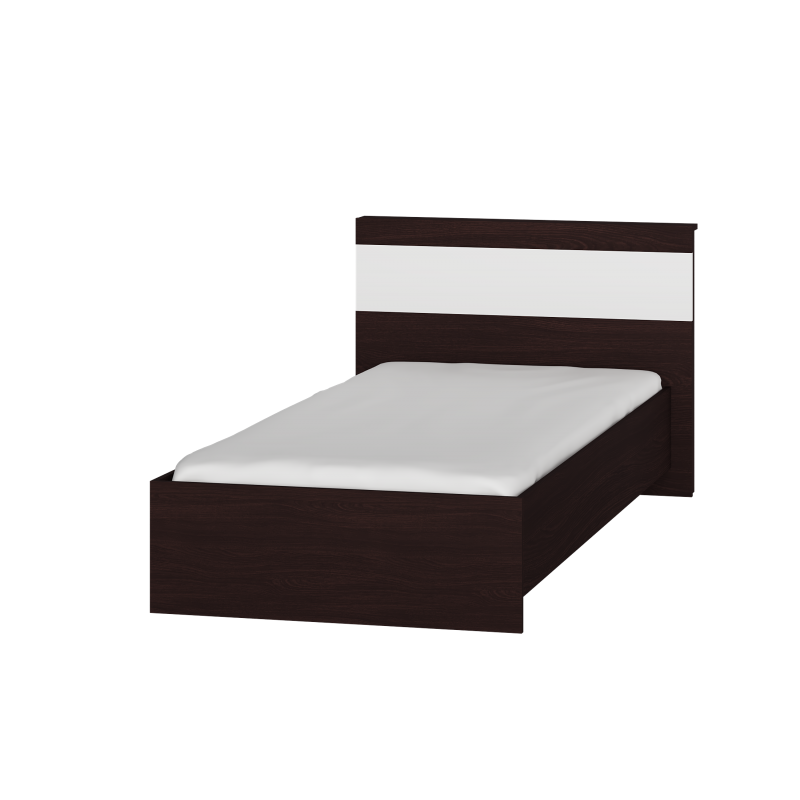 Кровать односпальная Эверест Соната-900 90х200 см Венге темный/Белый (EVR-2113)