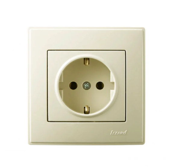 Розетка одинарная Lezard Lesya с заземлением Кремовый (26397317)