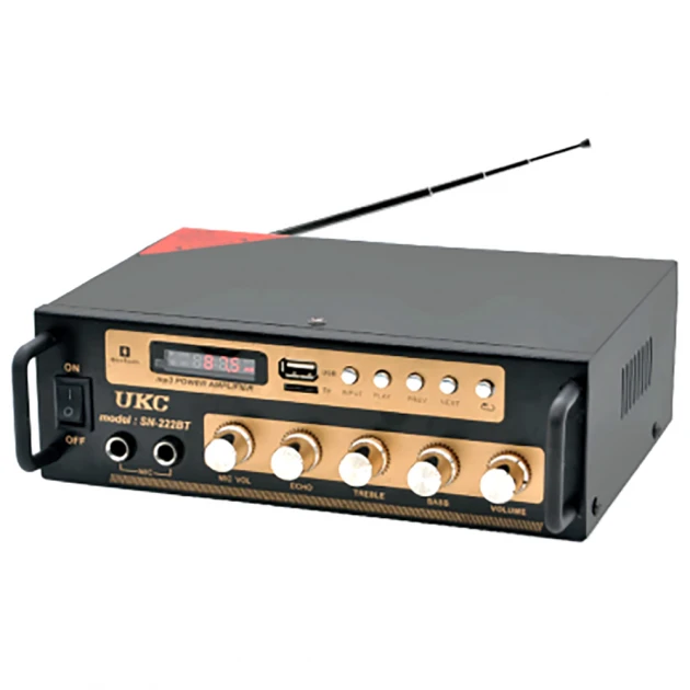 Усилитель звука UKC SN-222 BT 2-х канальный Bluetooth USB FM пульт (4841)