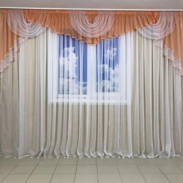 Ламбрекен шифон 3-3,5 м Персиковый (101)