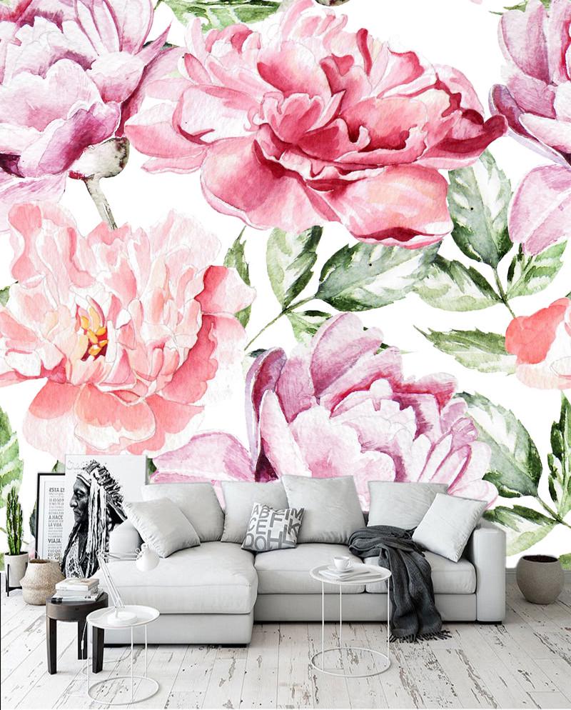 Фотообои 3D флизелиновые цветочные для спальни/зала/кухни Пионы на белом