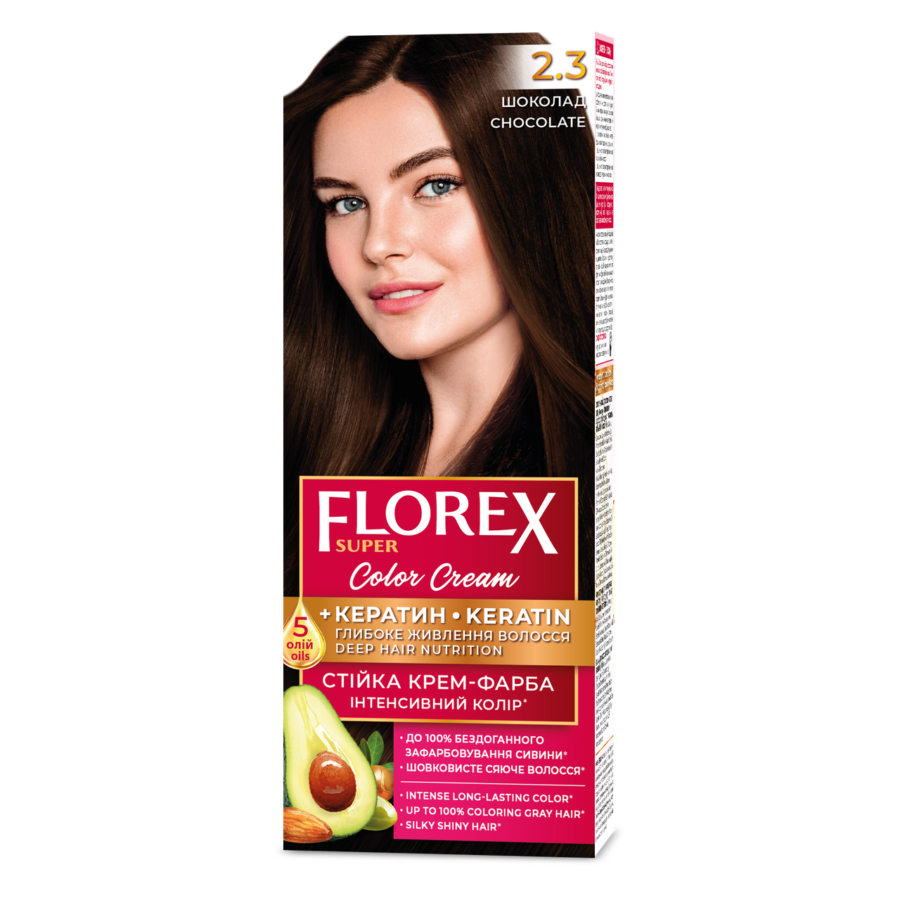 Крем-краска для волос стойкая Florex кератин 2.3 120 мл Шоколад
