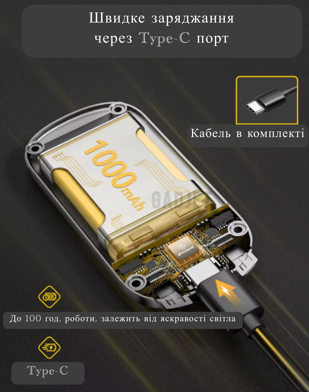 Лампа акумуляторна Glocusent A24 22 LED гнучка Clip ніжка з прищіпкою для читання книг Grey (2120634) - фото 5