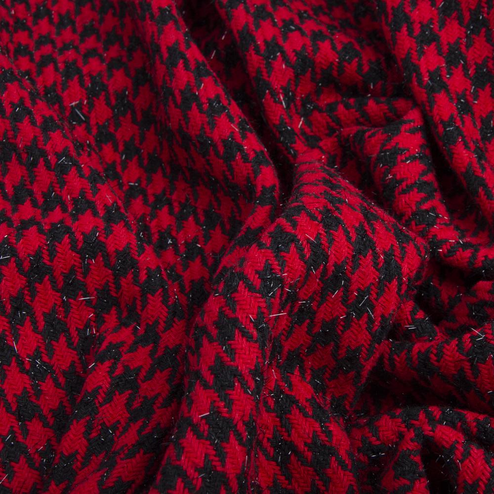 Ткань костюмная Лапка Красно-черный (23747)