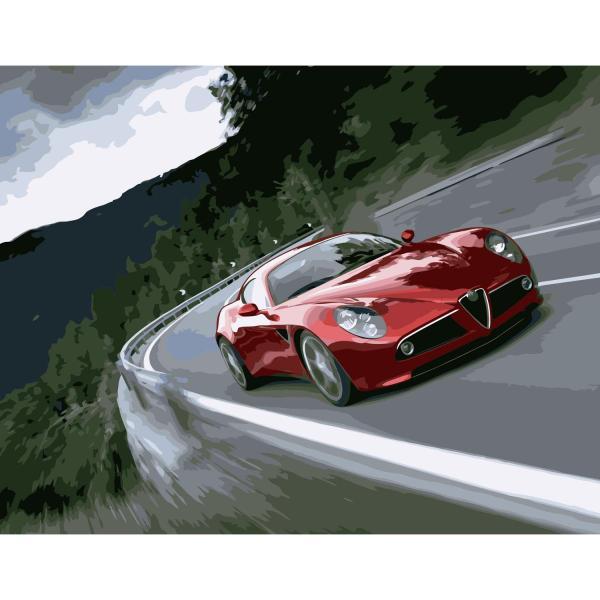 Картина по номерам Strateg Транспорт Красная Альфа Ромео 40х50 см в термопакете (VA-0558-mt)