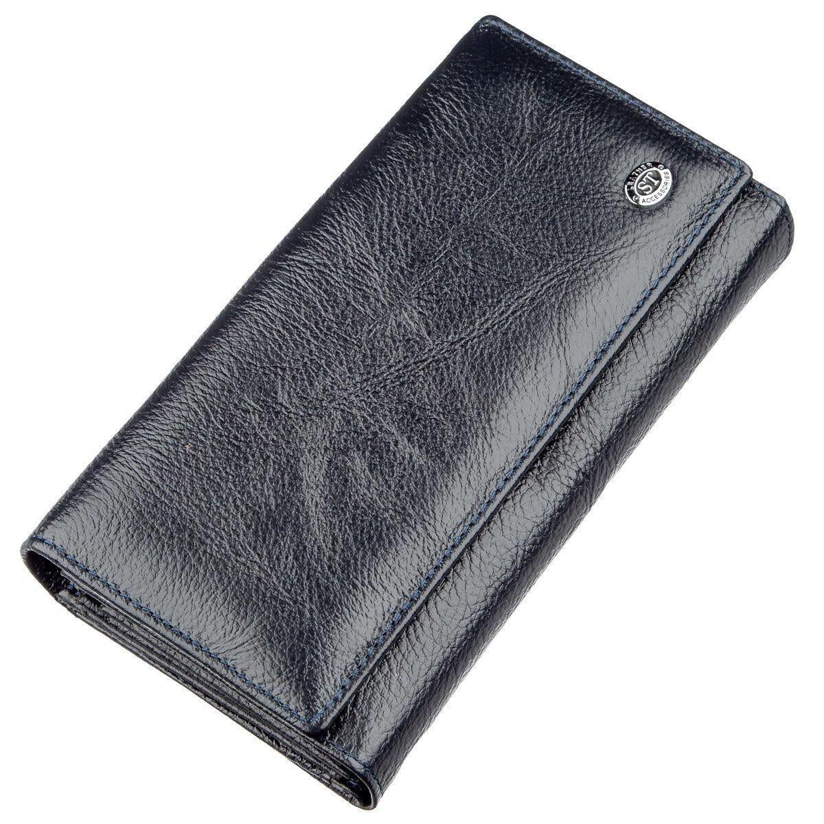 Клатч-кошелек женский женский ST Leather 18880 с визитницей из натуральной кожи Серо-синий (168-136-18880)
