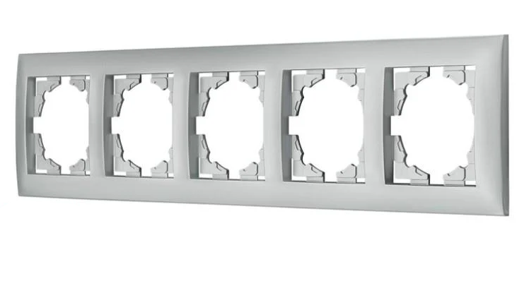 Рамка для розеток п'ятимісна FI-5 Silver