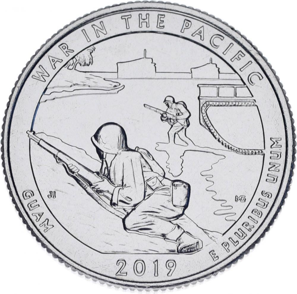 Коллекционная монета США 25 центов квотер 2019 D «48-й парк Национальный исторический парк Вар ин Пасифик» UNC