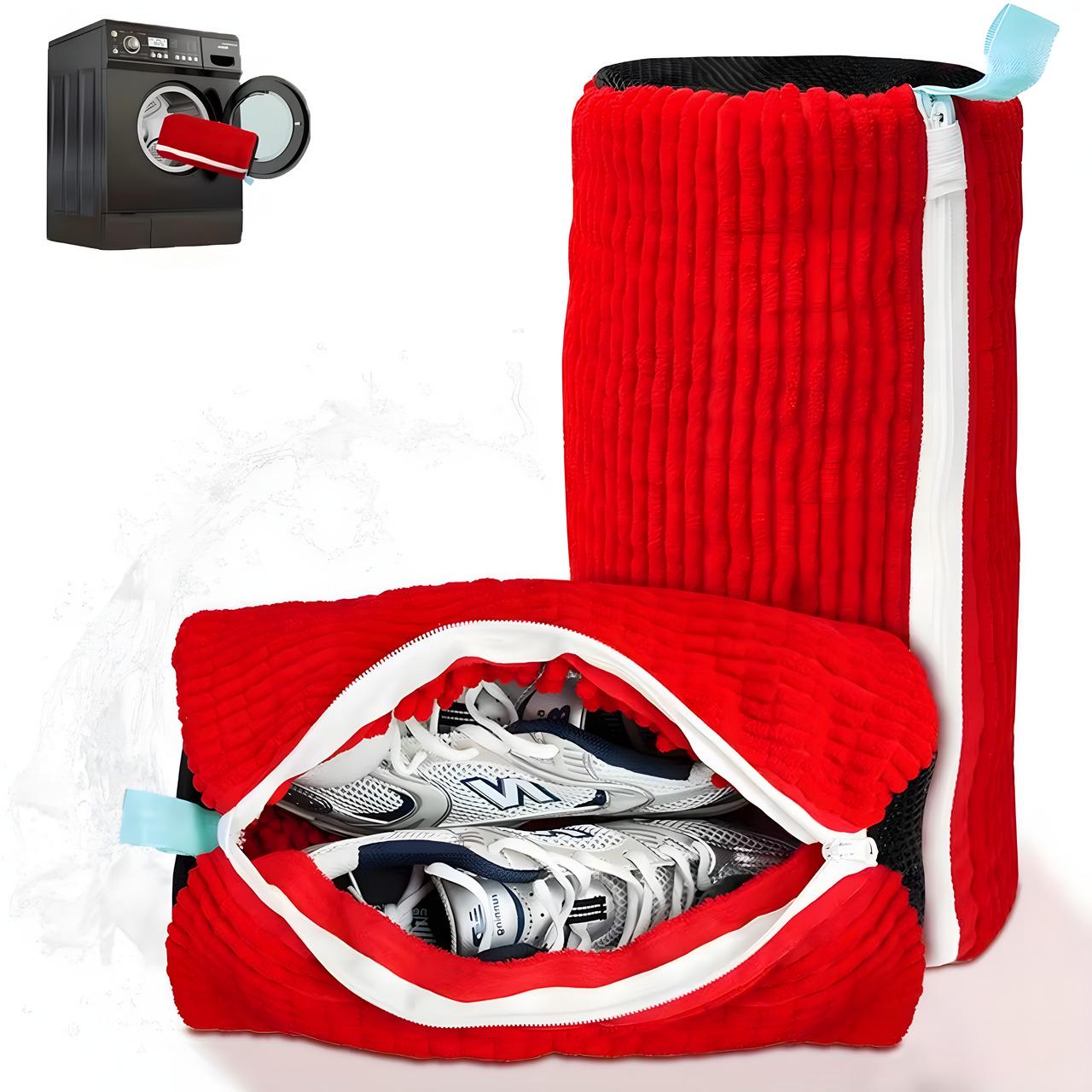 Мішок для прання взуття кросівок з мікрофіброю для пральної машини 39x19 см Червоний - фото 3 Мішок для прання взуття кросівок з мікрофіброю для пральної машини 39x19 см Червоний - фото 3