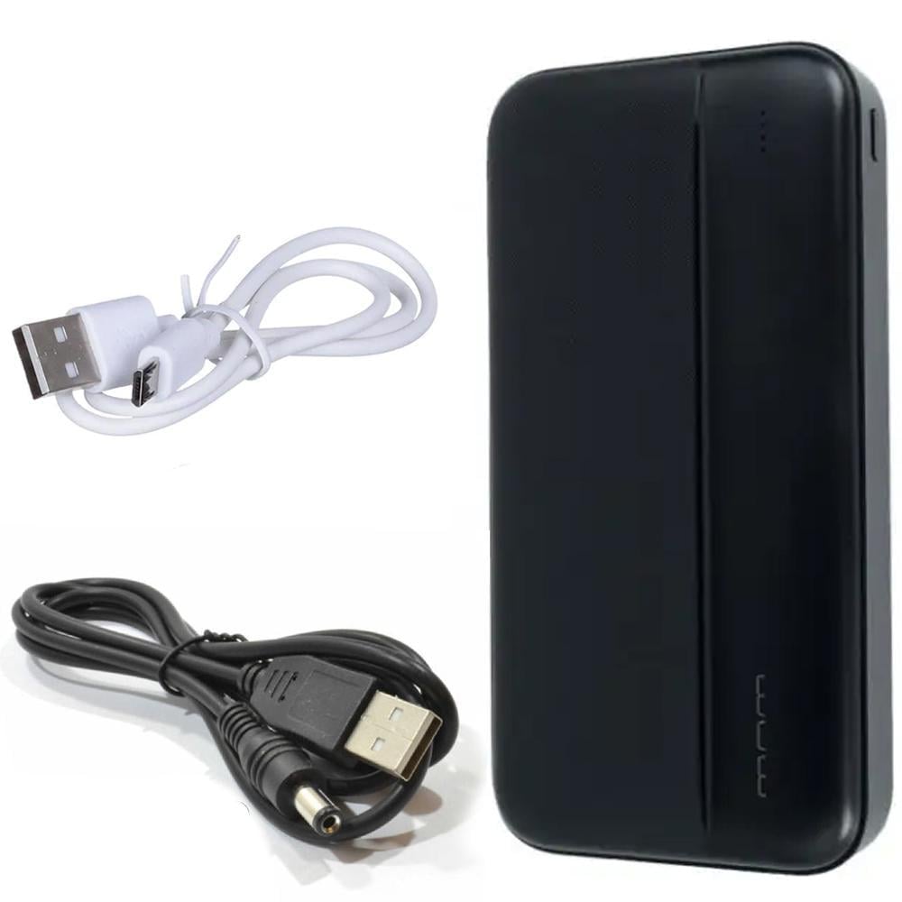 Повербанк WUW Y94B 20000 mAh 2хUSB MicroUSB Type-C и кабель USB для роутера 12 В Черный (7645e56e)