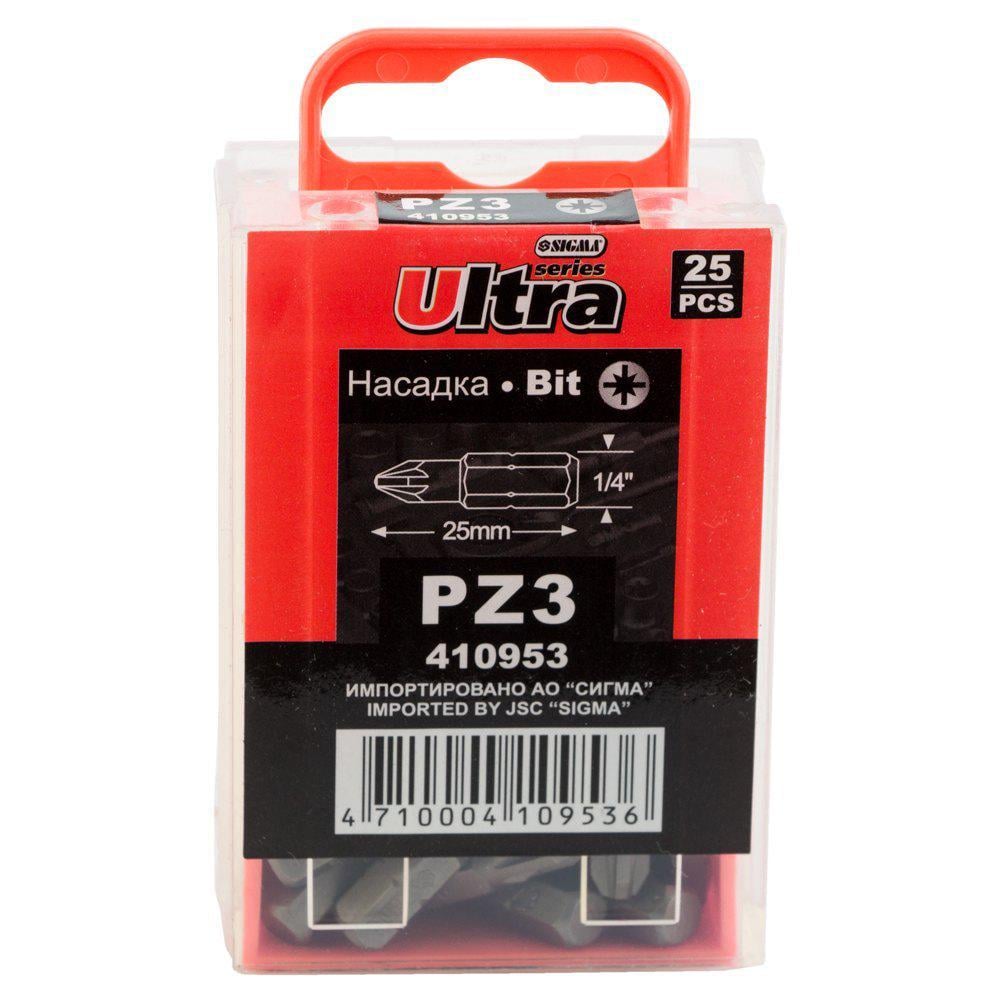 Набор бит Ultra PZ3 x 25 мм 1/4" 25 шт. S2 (4010602)