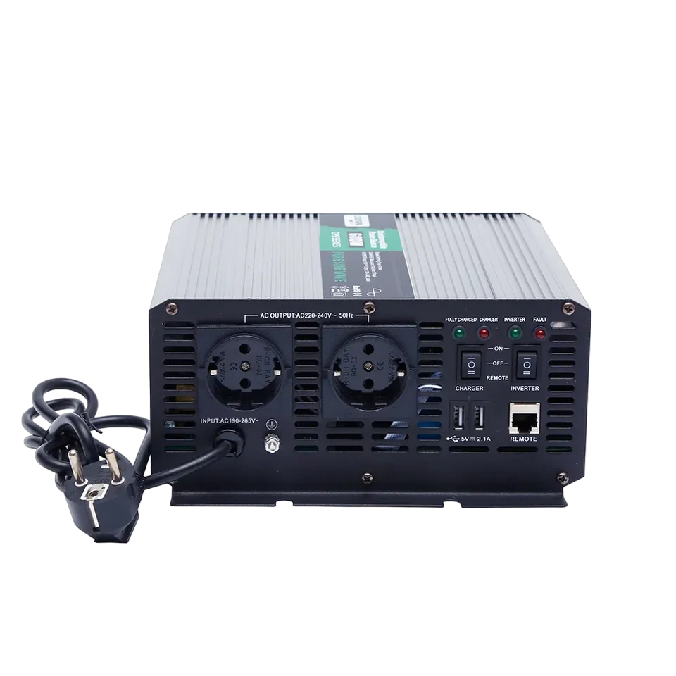Інвертор із чистою синусоїдою 600w 12/230 V із вбудованою зарядкою 10 A 1 2V (5801720)