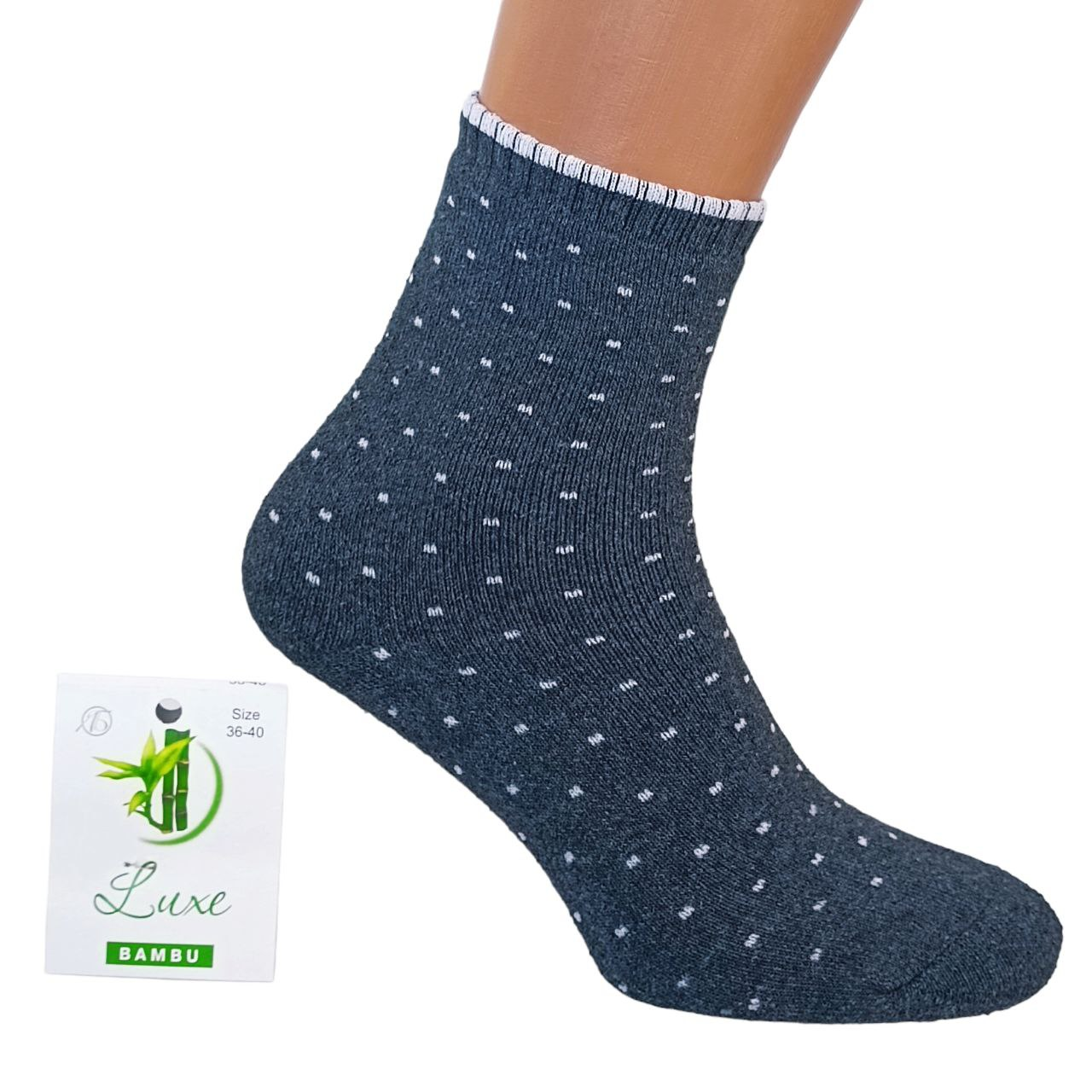 Носки женские Точки махровые высокие р. 36-40 Темно-серый (34236) - фото 7 Носки женские Точки махровые высокие р. 36-40 Темно-серый (34236) - фото 7