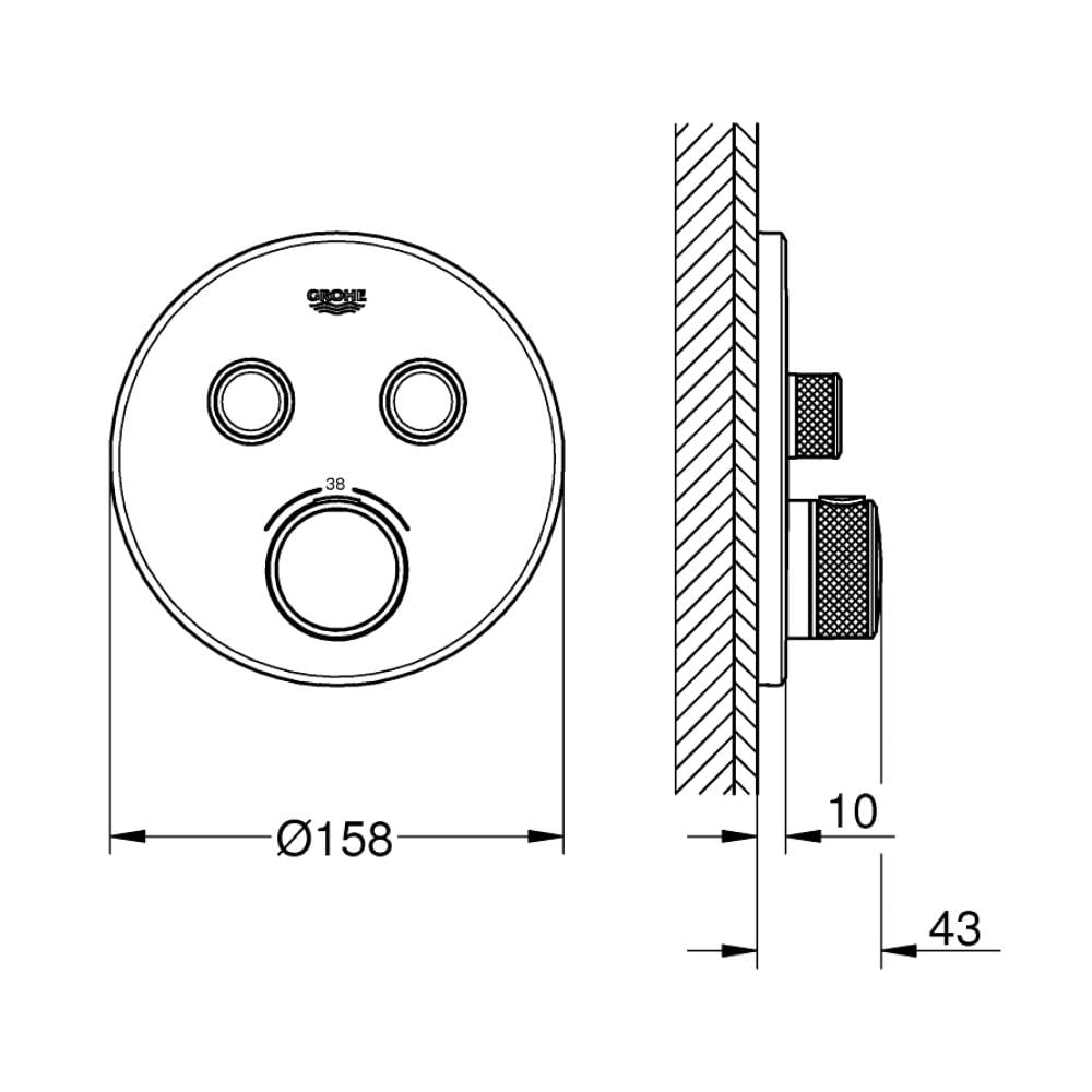 Внешняя часть смесителя Grohe SmartControl 29119000 с термостатом Хром (111092) - фото 2