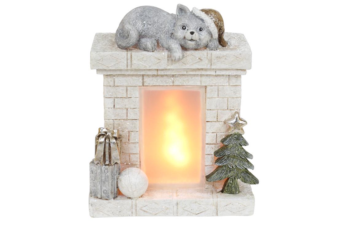 Декоративная статуэтка BonaDi Камин с котиком (711-359)