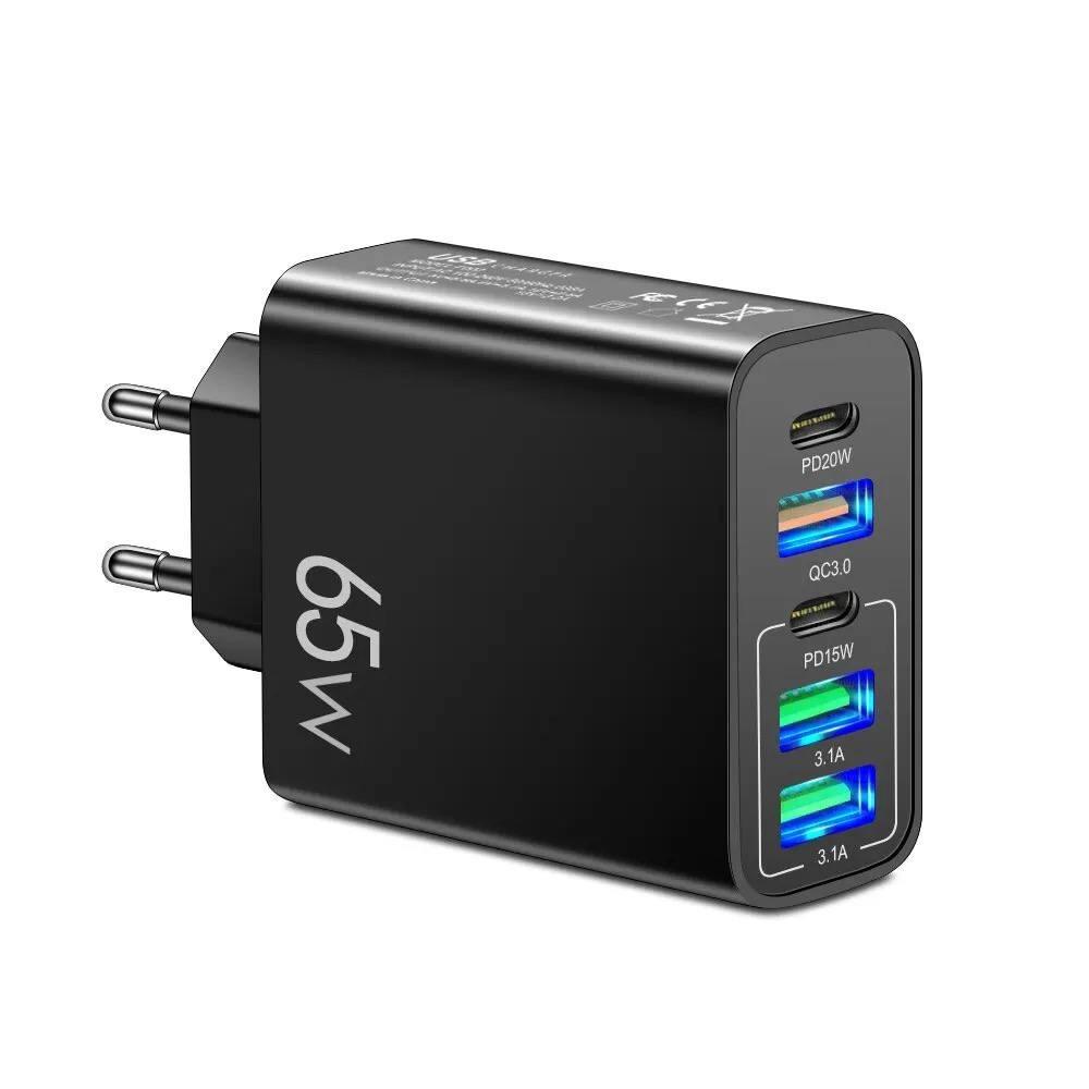 Зарядное устройство USB Type-C с 5 портами 65W Черный (76699749) - фото 6