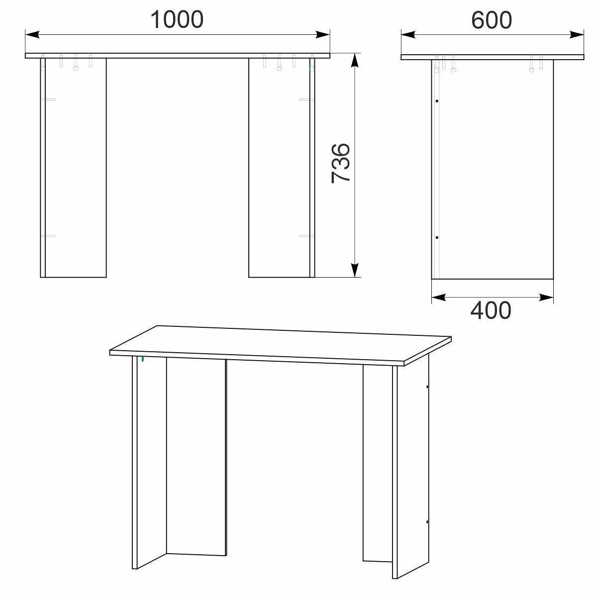 Стол письменный Компанит МО-5 прямоугольный из ДСП 100x74x60 см Яблоня - фото 2