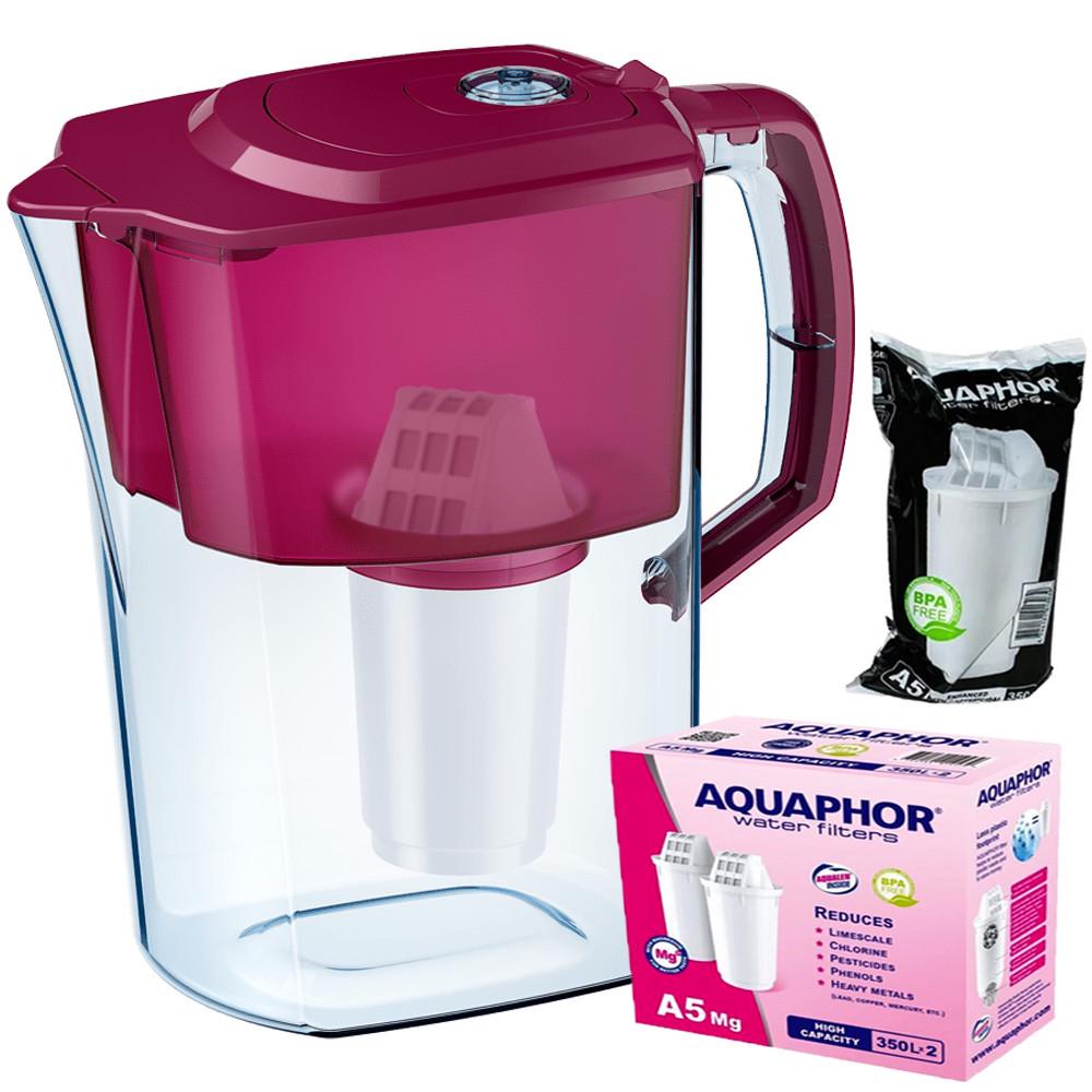 Фильтр-кувшин Аквафор Атлант А5 два модуля А5Mg Вишневый (1859311352)