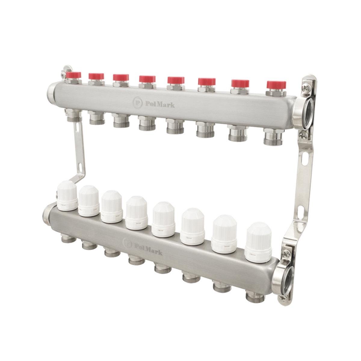 Колектор Polmark 1x3/4 8 виходів з термоклапанами без євроконусів - фото 3