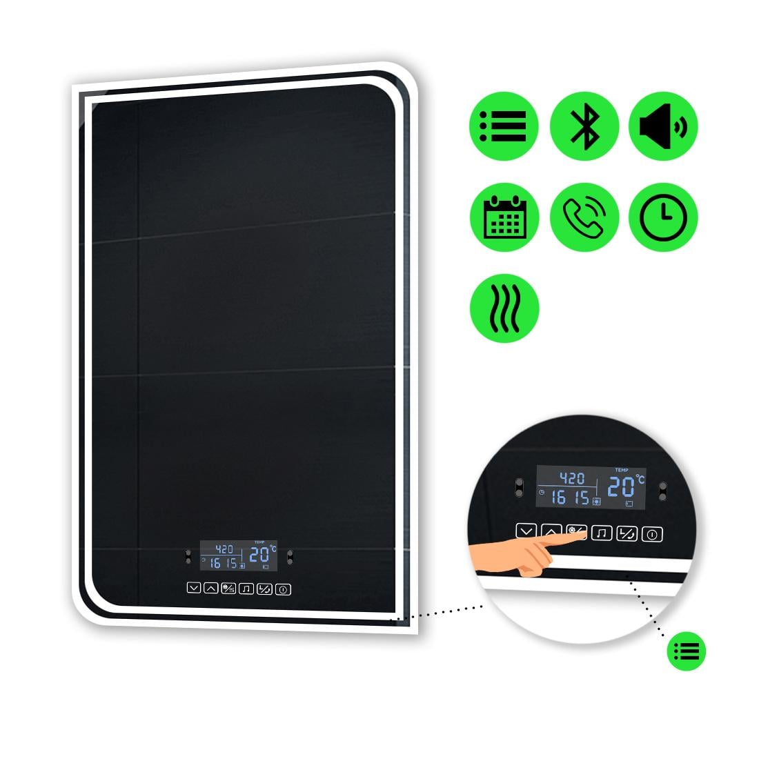 Зеркало с LED подсветкой Federica с Smart-блоком и подогревом 100x70 см (Federica88)