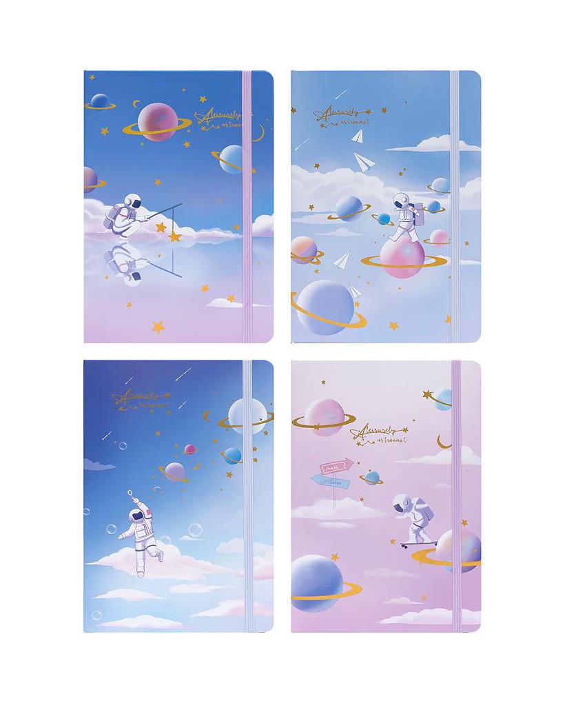 Набор детских блокнотов Malevaro Космос на резинке 80 листов клетка 145x210 мм