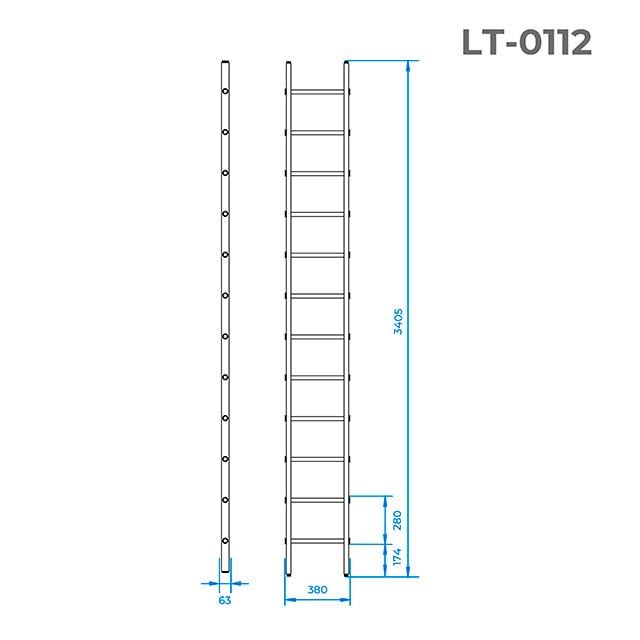 Сходи алюмінієві Intertool LT-0112 приставні 12 3,40 м (9248182) - фото 2