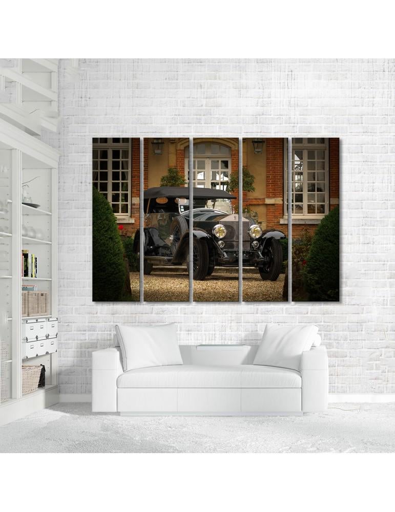 Картина модульная Роллс Ройс Серебро Призрачная торпедо 1924 5 модулей 90x135 см (24_Transport)