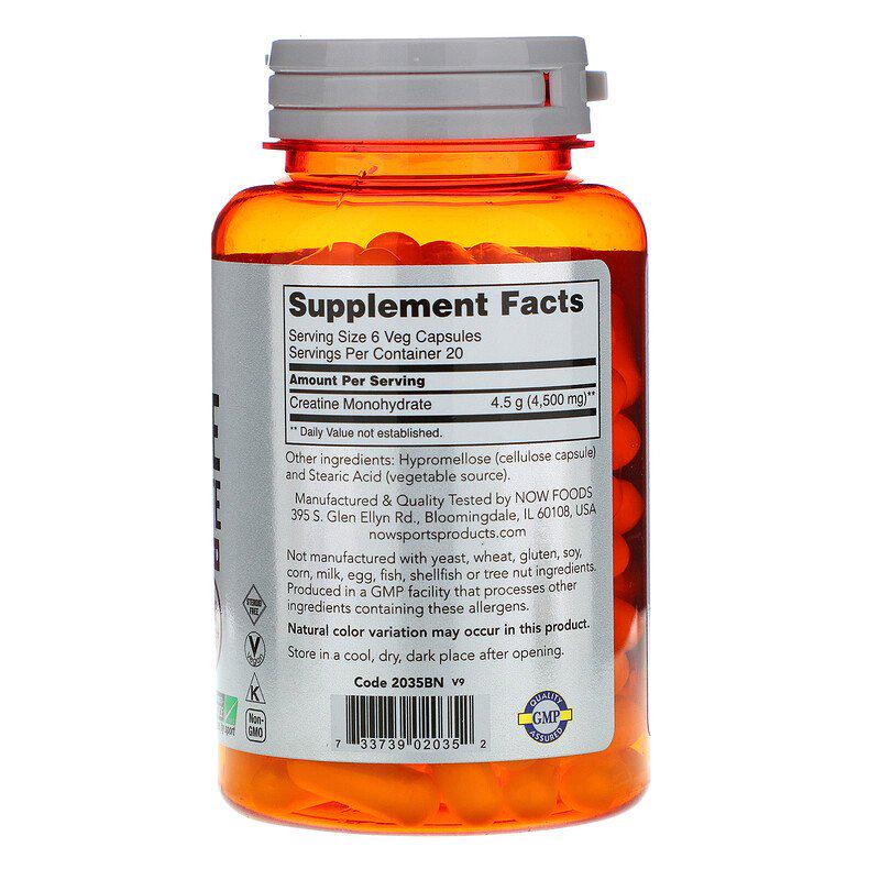 Моногидрат креатина Now Foods 750 мг 120 капсул - фото 2 Моногидрат креатина Now Foods 750 мг 120 капсул - фото 2