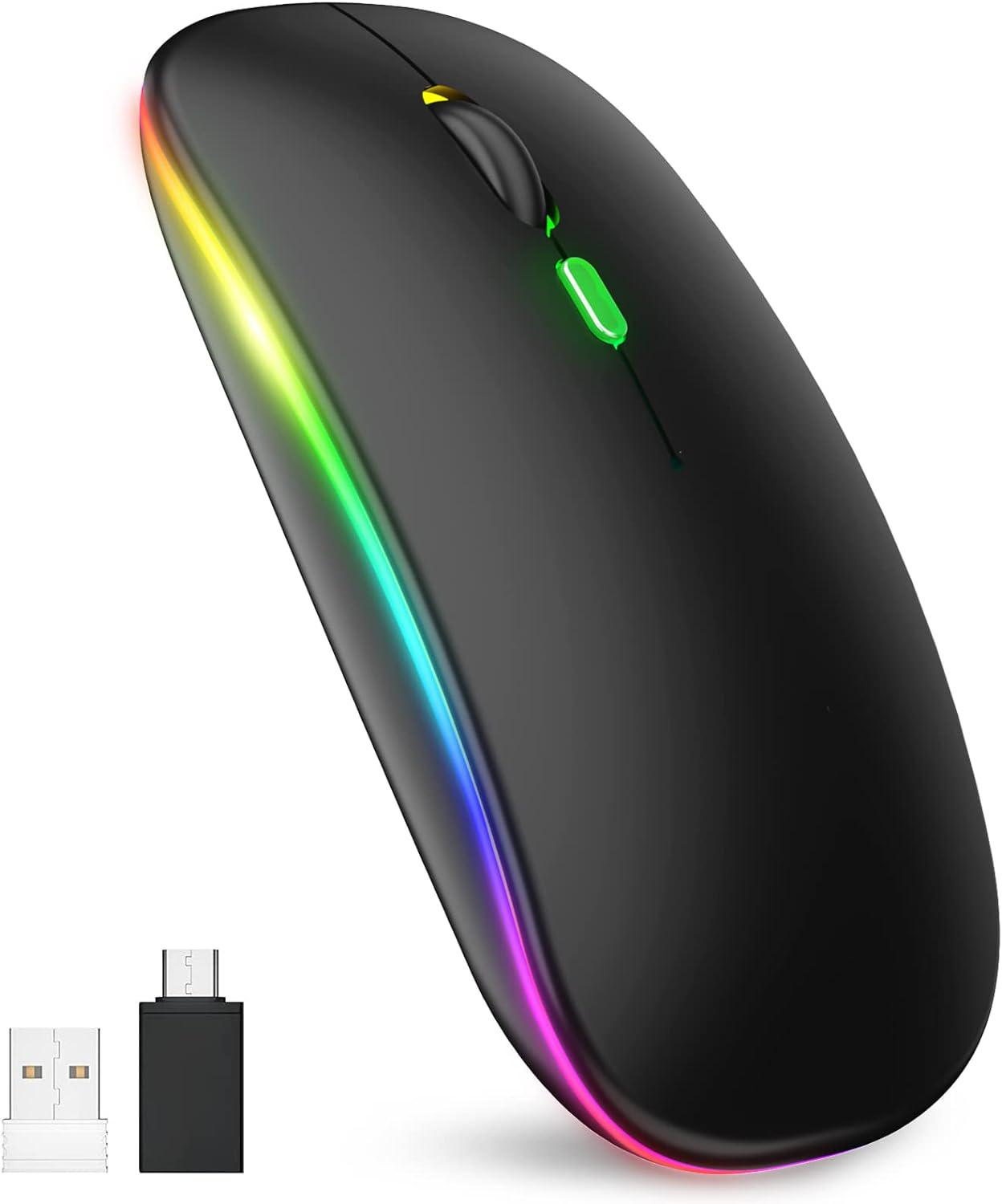 Компьютерная мышка Bluetooth с RGB подсветкой Matte Black - фото 1