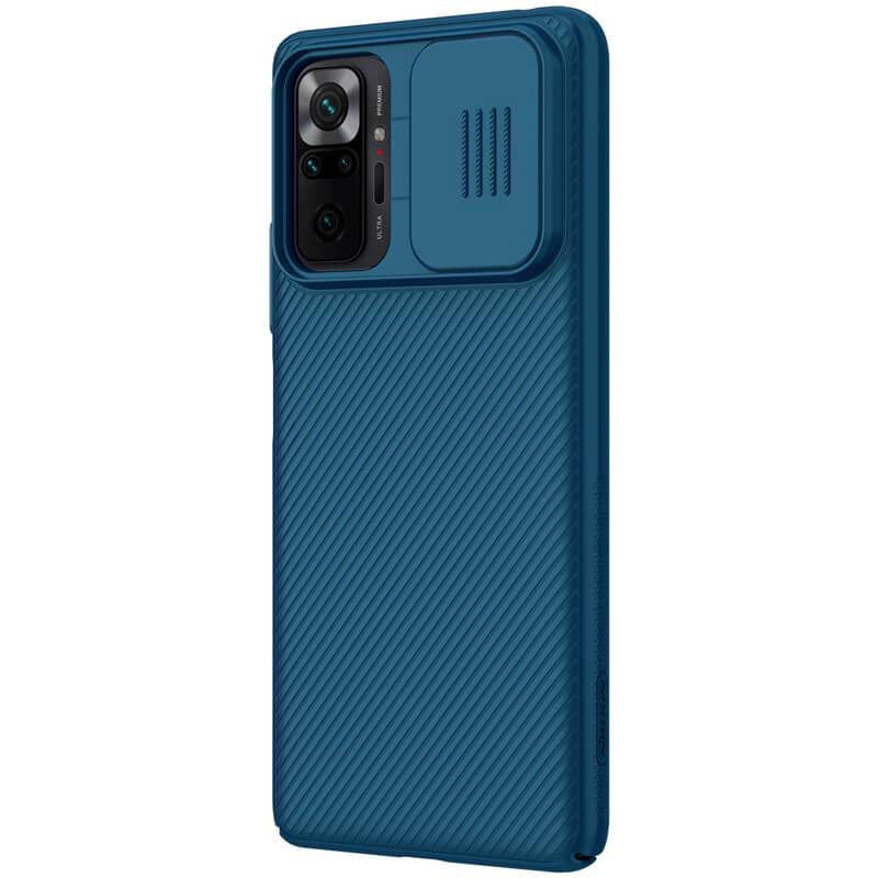 Карбоновая накладка Nillkin Camshield (шторка на камеру) для Xiaomi Redmi Note 10 Pro/10 Pro Max Синий/Blue - фото 3