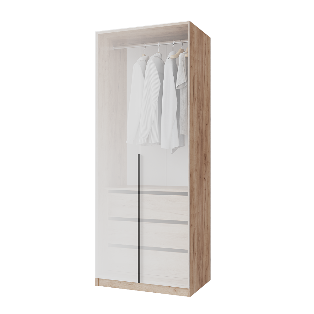 Шафа розпашна з тумбою Меблітренд Чиназес ЧиТ-800 800х500х2050 мм Дуб крафт золотий/Білий (27261812) - фото 3 Шафа розпашна з тумбою Меблітренд Чиназес ЧиТ-800 800х500х2050 мм Дуб крафт золотий/Білий (27261812) - фото 3