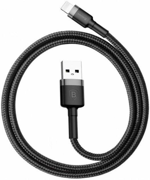 Кабель BASEUS Cafule USB For iP 2,4A 1 м Grey/Black (CALKLF-BG1) - фото 2