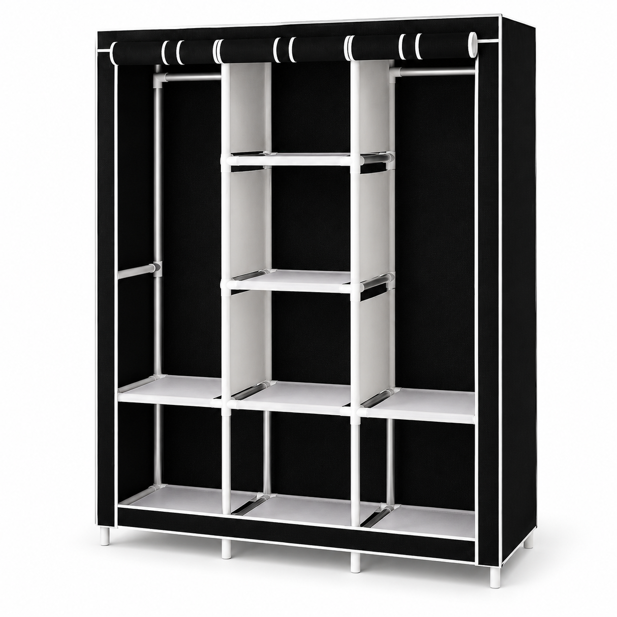 Тканевый шкаф Storage Wardrobe 88130 175х130х45 см разборный гардероб на 3 секции Черный (56703)