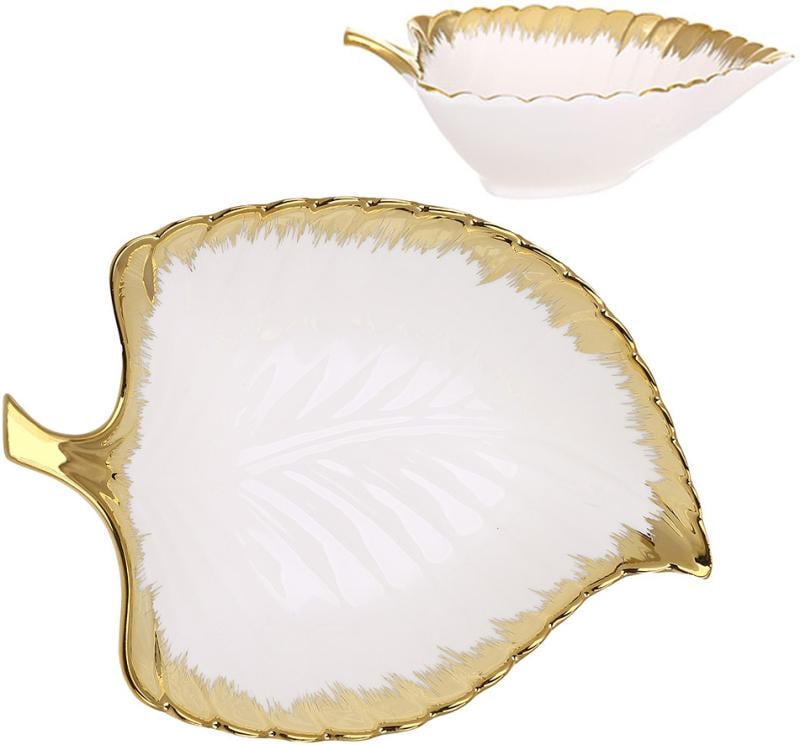 Салатники фарфоровые Gold Luxury Золотое Лист 2 шт.27x20 см Салатники фарфоровые Gold Luxury Золотое Лист 2 шт.27x20 см