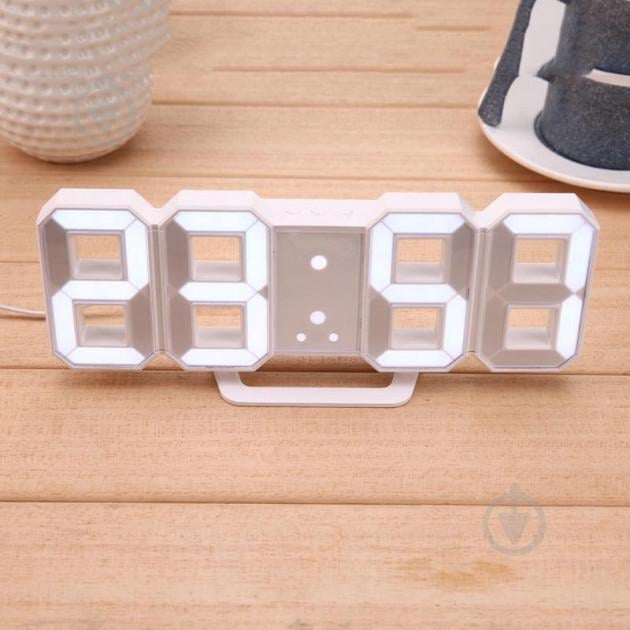 Часы электронные светодиодные настольные Caixing с белой LED подсветкой и будильником с гигрометром измеряет температуру White (CX-2218)