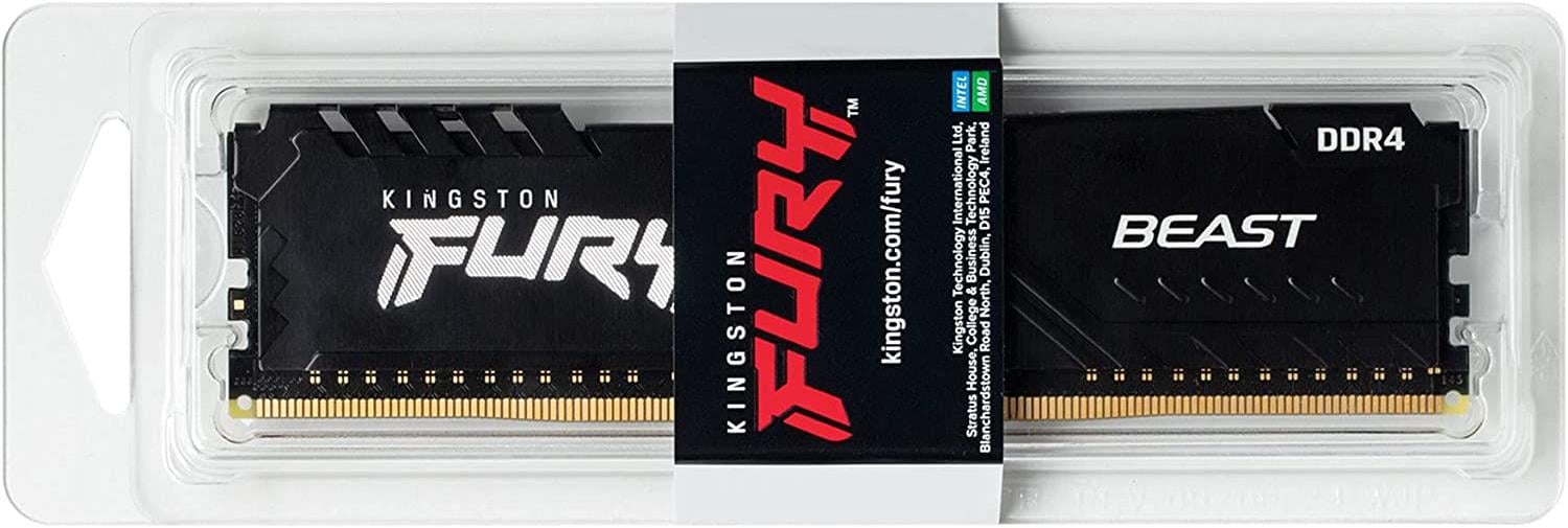 Оперативная память Kingston Fury Beast DDR4-3200 16384 Мб PC4-25600 Black (KF432C16BB/16) - фото 1