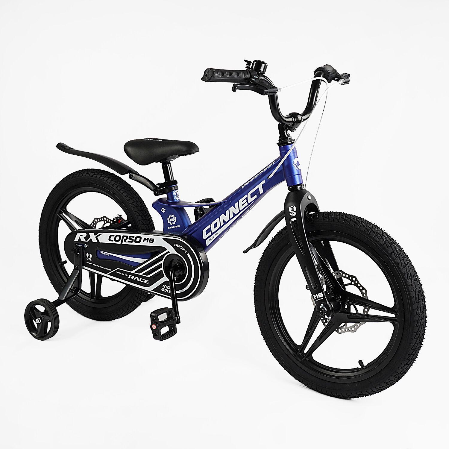 Велосипед двухколесный Corso Connect магниевая рама 18" с дополнительными колесами Синий (MG-18379)