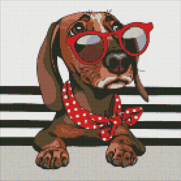 Алмазная мозаика Идейка Стильная такса 40x40 см (Id-AMO7207)