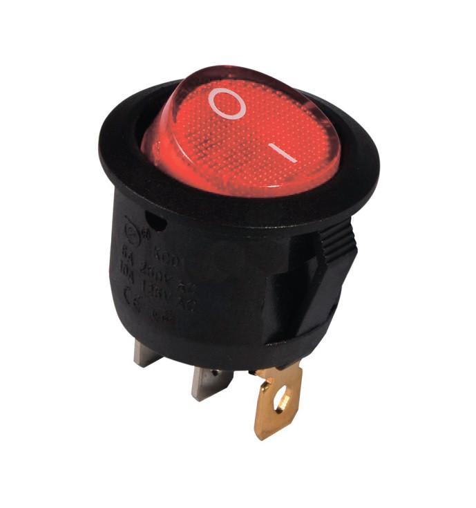 Переключатель TechnoSystems KCD1-5-101N G/B 220 V с подсветкой круглый Red (1554871023)